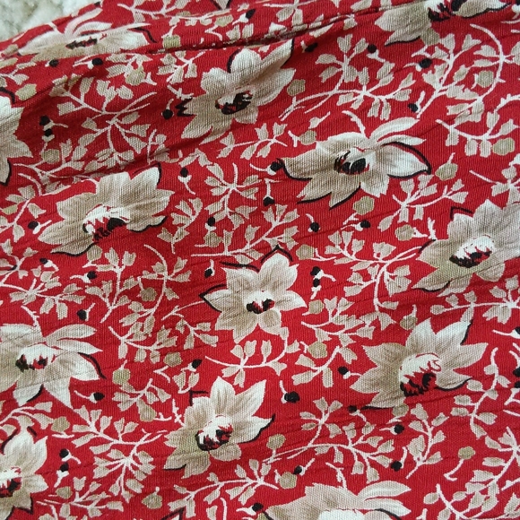 Talbots Petite Floral High Waisted High Rise Pleated Pants M Red White - Picture 7 of 16